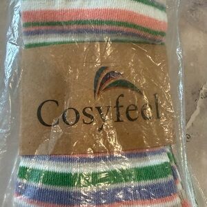 Unisex Striped Crew Socks in White, Green, Pink, grey